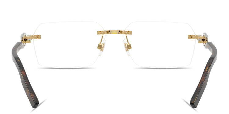 Shop Dolce & Gabbana Logo Signature Rimless Wide Rectangle Eyeglasses in Gold online.