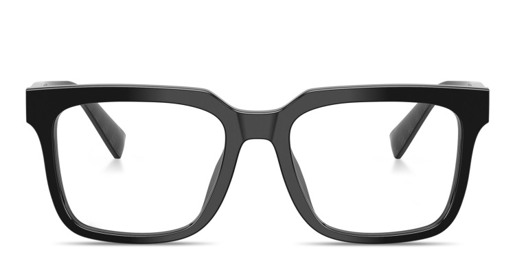 Shop Dolce & Gabbana Logo Lettering Square Eyeglasses in Black online.