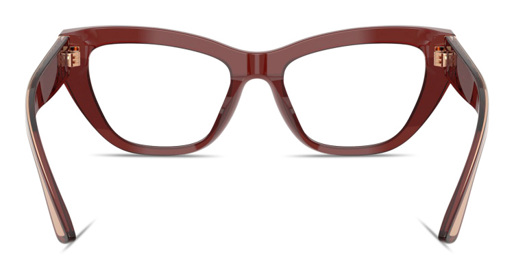 Shop Dolce & Gabbana Logo Lettering Cat-Eye Eyeglasses in Red online.