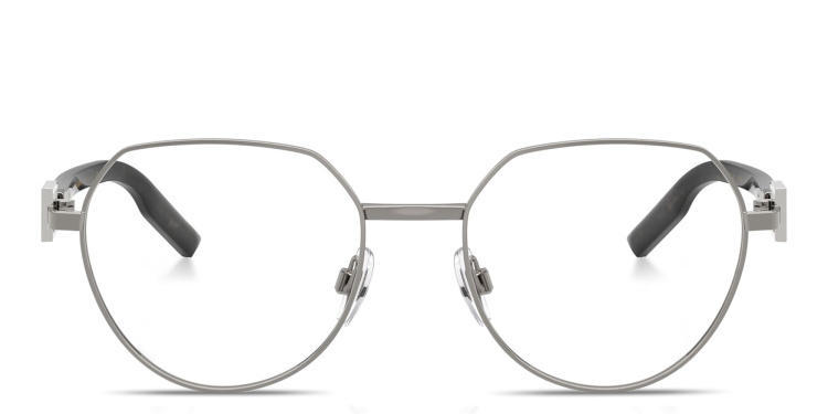 Shop Dolce & Gabbana Logo Signature Panthos Eyeglasses in Gunmetal online.