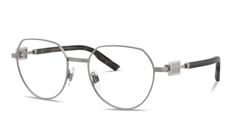 Shop Dolce & Gabbana Logo Signature Panthos Eyeglasses in Gunmetal online.