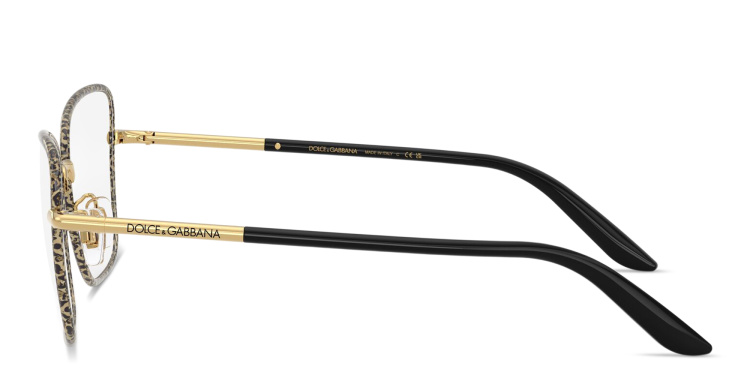Shop Dolce & Gabbana Logo Lettering Wide Cat-Eye Eyeglasses in Gold online.