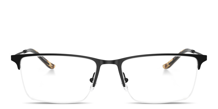 تسوق نظارات طبية مستطيلة واسعة بنصف إطار امبوريو أرماني بلون أسود أونلاين.