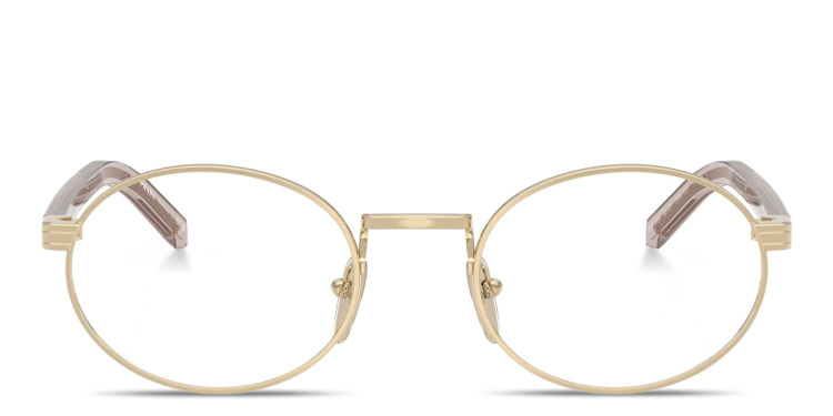 تسوق نظارات طبية بيضاوية بشعار العلامة برادا بلون ذهبي أونلاين.