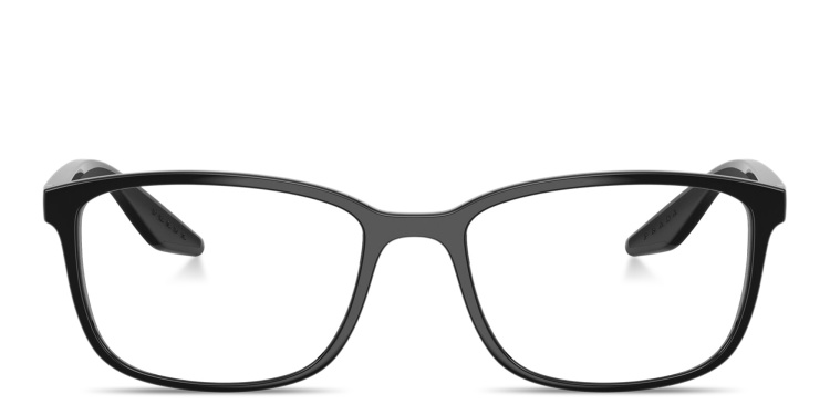 Shop Prada Linea Rossa Logo Signature Wide Pillow Eyeglasses in Black online.