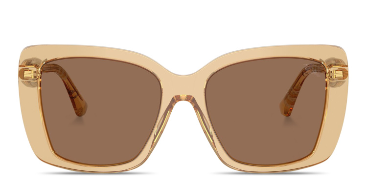 Shop BURBERRY Vintage Check Oversized Square Sunglasses in Brown online.