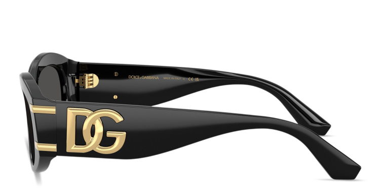 Shop Dolce & Gabbana DG Motif Oval Sunglasses in Black online.