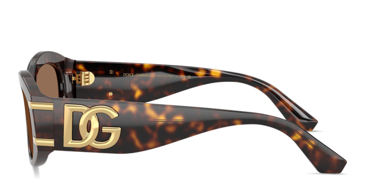 Shop Dolce & Gabbana DG Motif Oval Sunglasses in Havana online.