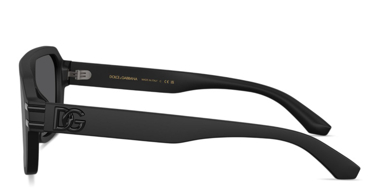 Shop Dolce & Gabbana DG Emblem Aviator Sunglasses in Black online.