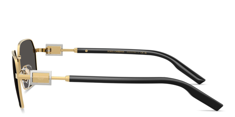 Shop Dolce & Gabbana Logo Signature Rectangle Sunglasses in Gold online.