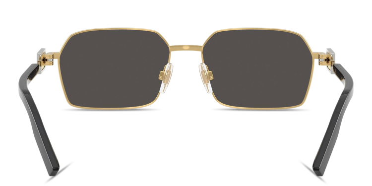 Shop Dolce & Gabbana Logo Signature Rectangle Sunglasses in Gold online.
