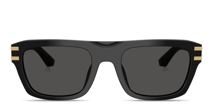 Shop Dolce & Gabbana DG Motif Rectangle Sunglasses in Black online.