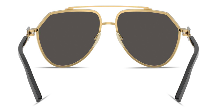 Shop Dolce & Gabbana Logo Signature Aviator Sunglasses in Gold online.