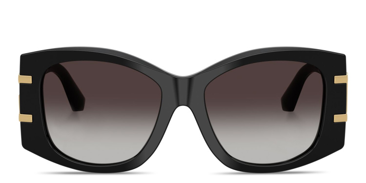 Shop Dolce & Gabbana DG Logo Cat-Eye Sunglasses in Black online.