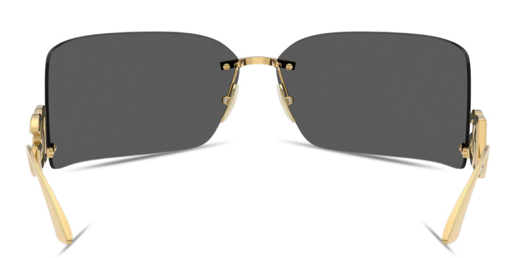 Shop Dolce & Gabbana DG Motif Wide Rimless Rectangle Sunglasses in Gold online.