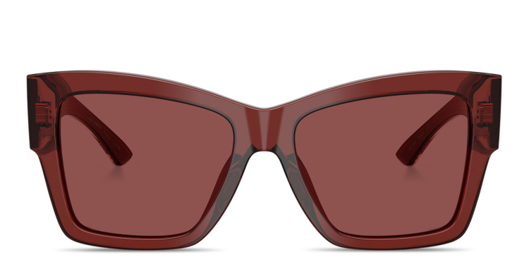 Shop Dolce & Gabbana Logo Print Square Sunglasses in Red online.