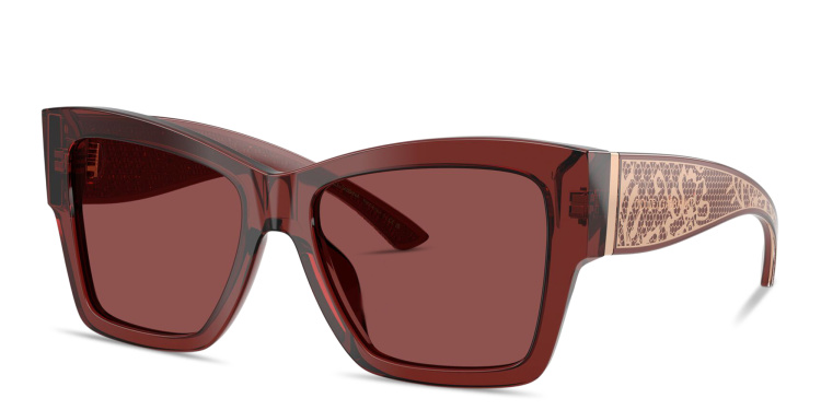 Shop Dolce & Gabbana Logo Print Square Sunglasses in Red online.
