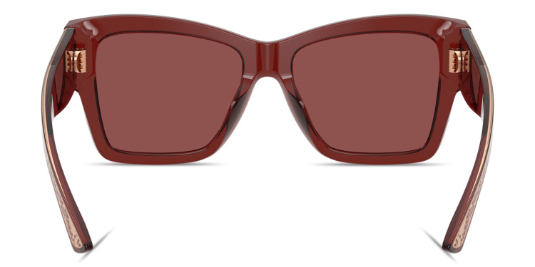 Shop Dolce & Gabbana Logo Print Square Sunglasses in Red online.
