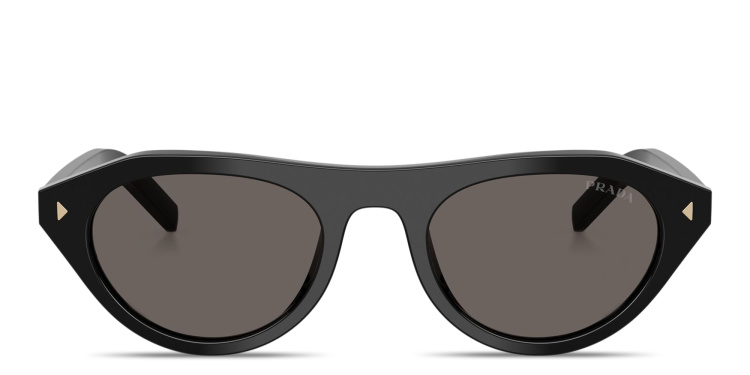 Shop PRADA Logo Signature Irregular Sunglasses in Black online.