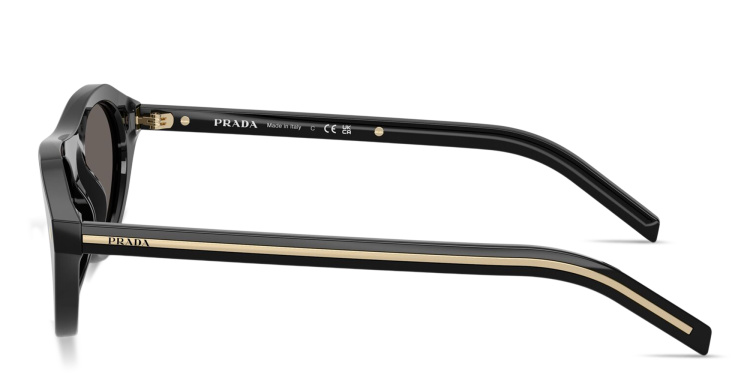 Shop PRADA Logo Signature Irregular Sunglasses in Black online.