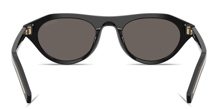 Shop PRADA Logo Signature Irregular Sunglasses in Black online.