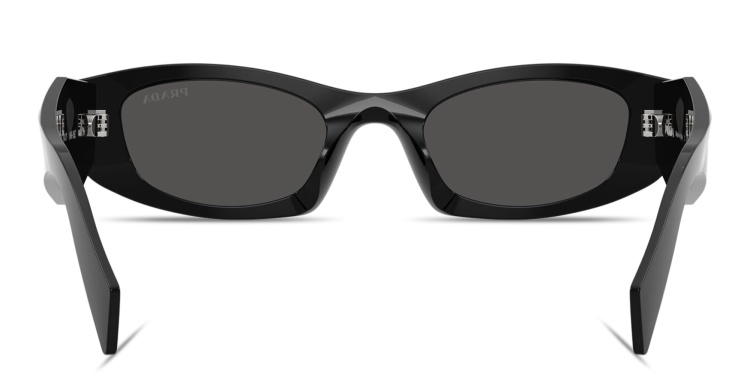 Shop PRADA Logo Signature Oval Sunglasses in Black online.