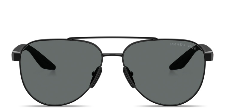 Shop Prada Linea Rossa Logo Signature Aviator Sunglasses in Black online.