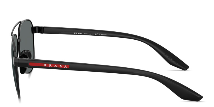 Shop Prada Linea Rossa Logo Signature Aviator Sunglasses in Black online.