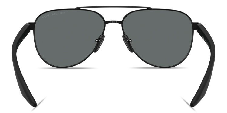 Shop Prada Linea Rossa Logo Signature Aviator Sunglasses in Black online.