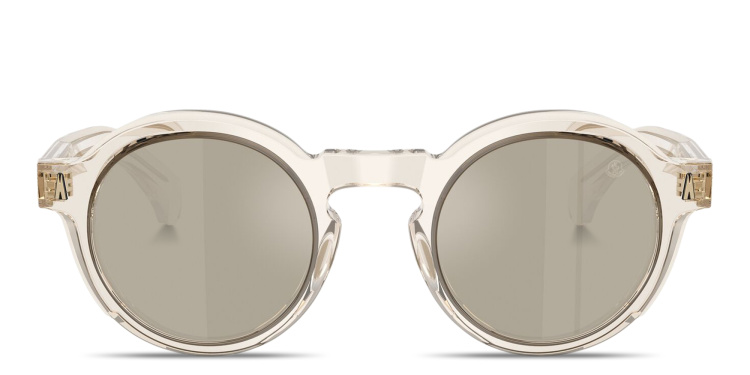 Shop Moncler Aurone Unisex Round Sunglasses in Gold online.