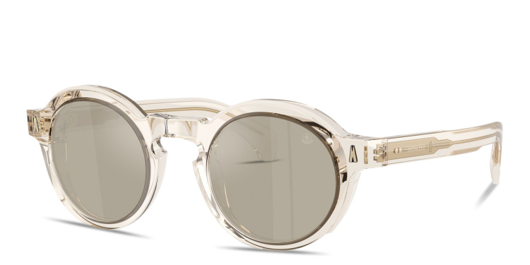 Shop Moncler Aurone Unisex Round Sunglasses in Gold online.