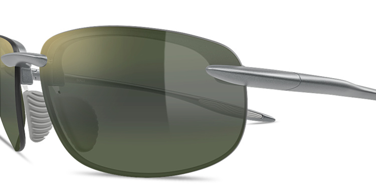 Shop Maui Jim Ho’okipa Ultra Unisex Rimless Rectangle Sunglasses in Grey online.