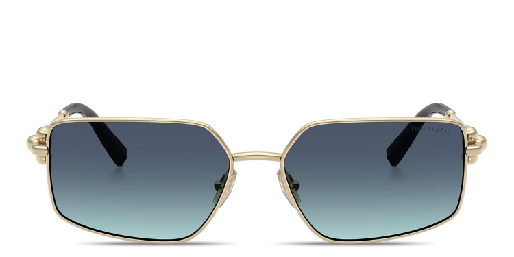 Shop TIFFANY Tiffany Hardwear Unisex Rectangle Sunglasses in Gold online.