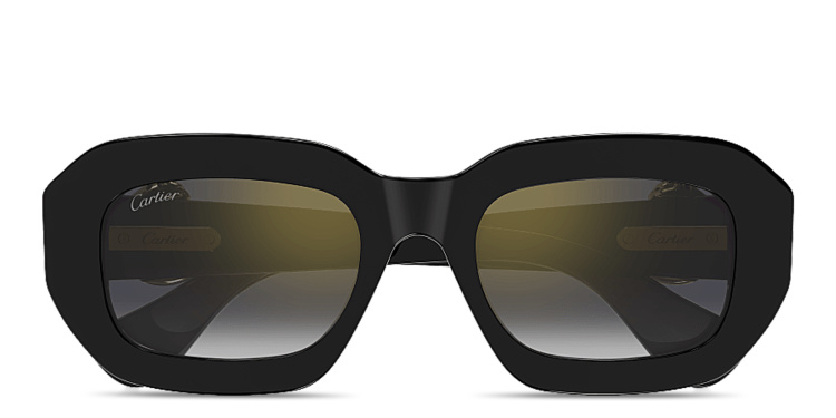 Shop Cartier Panthère de Cartier Rectangle Sunglasses in Black online.