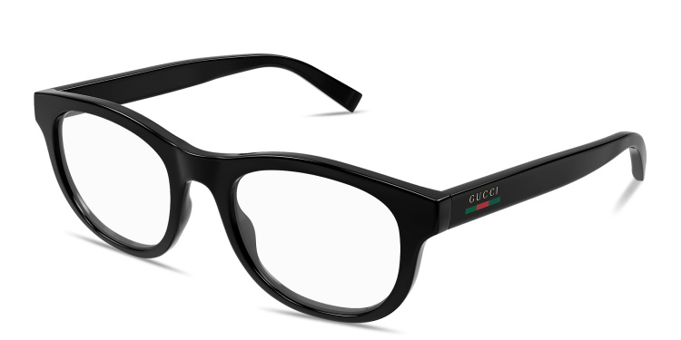 Shop GUCCI Web Square Eyeglasses in Black online.