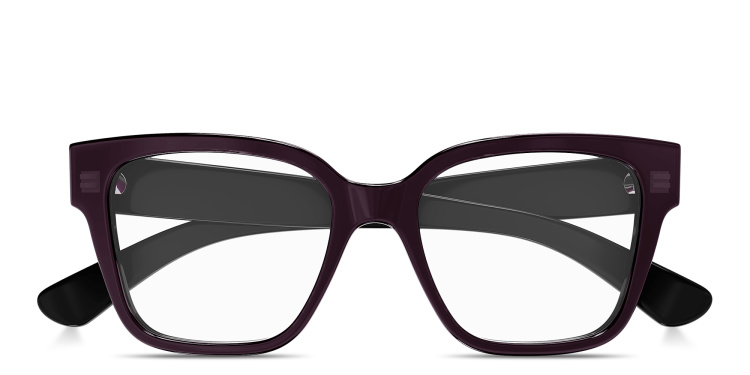 Shop GUCCI Logo Signature Square Eyeglasses in Black online.
