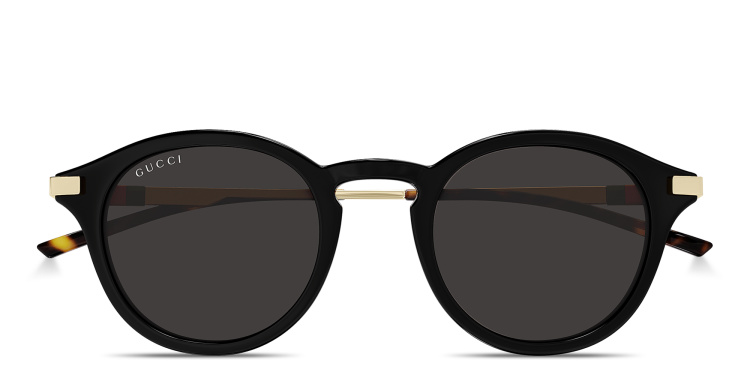 Shop GUCCI Web Round Sunglasses in Black online.