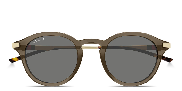 Shop GUCCI Web Round Sunglasses in Brown online.