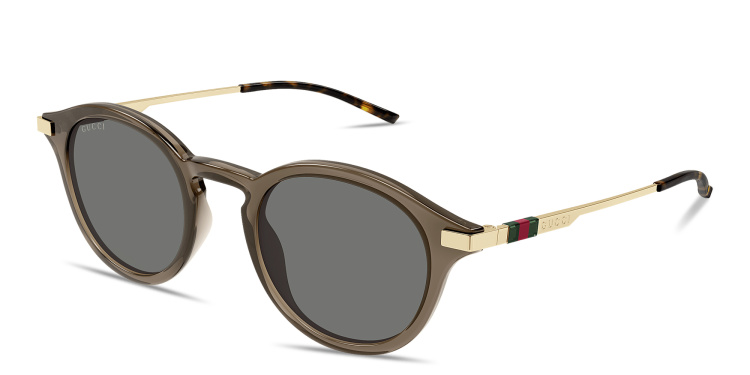 Shop GUCCI Web Round Sunglasses in Brown online.