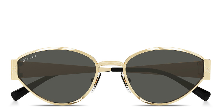 Shop GUCCI GG Motif Irregular Sunglasses in Gold online.
