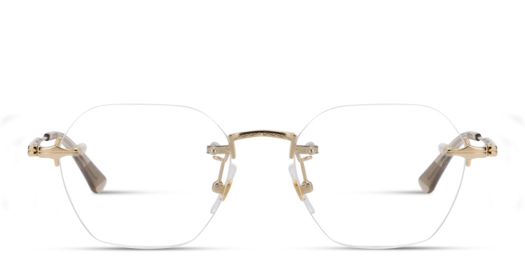 Shop MONTBLANC Nib Rimless Irregular Eyeglasses in Gold online.