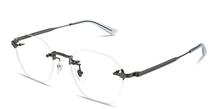Shop MONTBLANC Nib Rimless Irregular Eyeglasses in Gunmetal online.