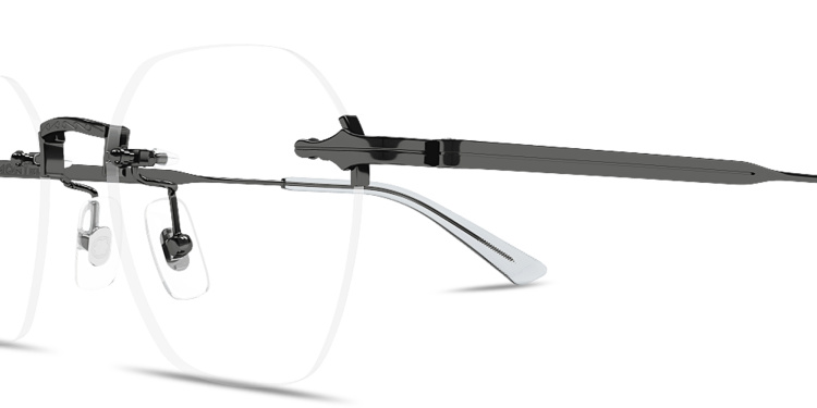 Shop MONTBLANC Nib Rimless Irregular Eyeglasses in Gunmetal online.