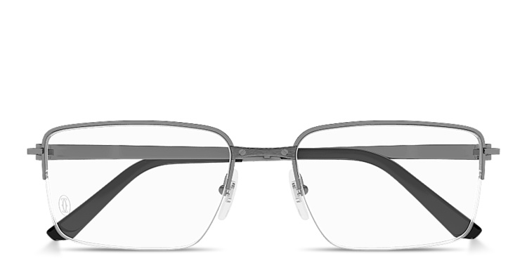 تسوق نظارات طبية سانتوس دو كارتييه بإطار نصفي مستطيل كارتييه بلون فضي أونلاين.