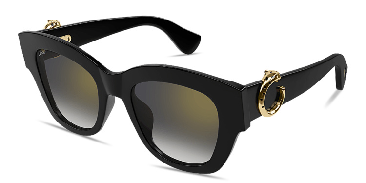 Shop Cartier Panthère de Cartier Cat-Eye Sunglasses in Black online.