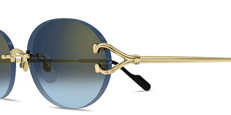 Shop Cartier Classic C Motif Unisex Rimless Oval Sunglasses in Gold online.