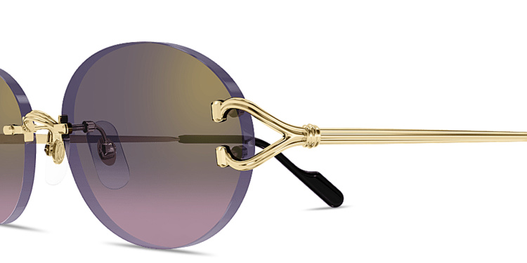 Shop Cartier Classic C Motif Unisex Rimless Oval Sunglasses in Gold online.