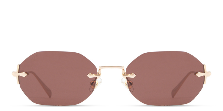 Shop EYE'M Rimless Irregular Sunglasses in Gold online.