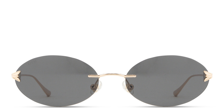 Shop EYE'M Rimless Oval Sunglasses in Gold online.