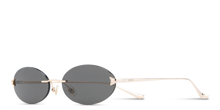 Shop EYE'M Rimless Oval Sunglasses in Gold online.